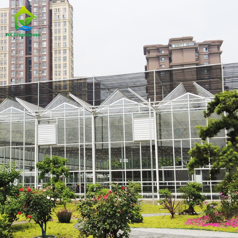 9.6m/10.8m/12m Lebar Kerangka Alloy Aluminium Kaca Pertanian Venlo Multi-span Rumah Kaca Dengan Perbentuk Atap Segitiga