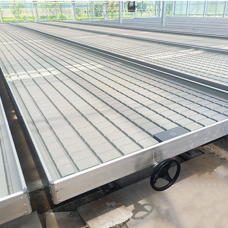 Rumah kaca Indoor Hydroponic Ebb And Flood Rolling Benches Tumbuh Benih Meja Untuk Benih