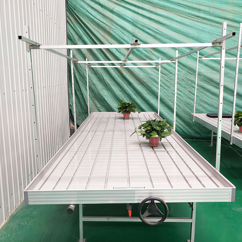Ebb And Flow 4FT*8FT Vertikal Hydroponic Movable Rolling Bench Tabel Pertanian Dengan tiang