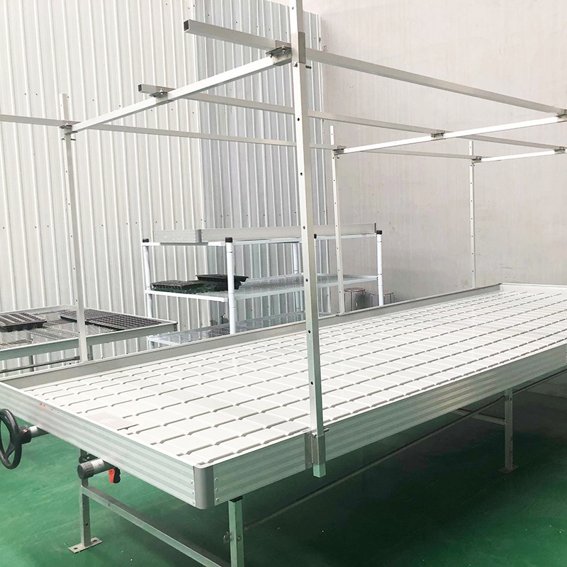 Ebb And Flow 4FT*8FT Vertikal Hydroponic Movable Rolling Bench Tabel Pertanian Dengan tiang