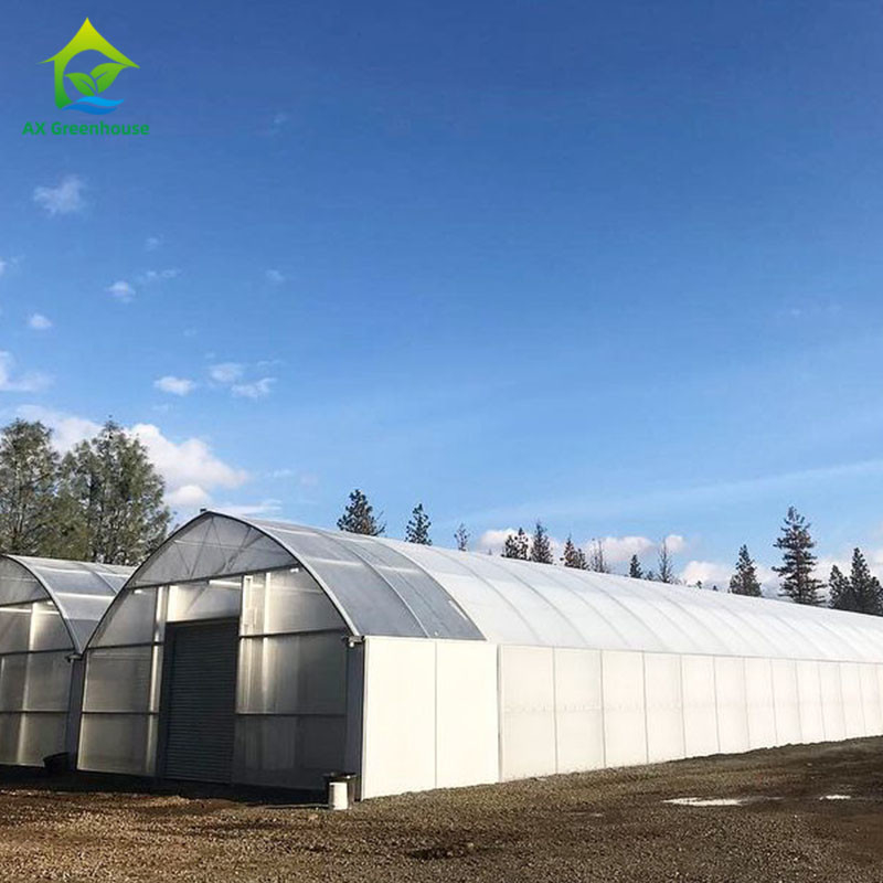 1,8-3m Wall Height Light Dep Grow Tunnel Greenhouse Dengan Sistem Kontrol Iklim