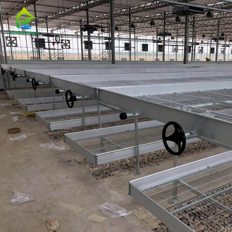 Pertanian Komersial Indoor Mesh Wire Greenhouse Grow Table Rolling Bench Untuk Benih